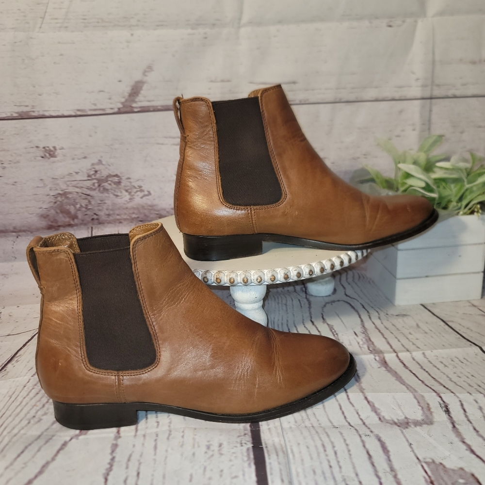 FRYE Melissa Womens Cognac Brown Leather Chelsea Boots Size 9.5B - Picture 5 of 16